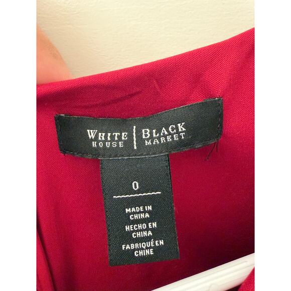 *White House / Black Market* Red Stretchy Slimming Cinched Waist Dress Women's 0 - Picture 4 of 5